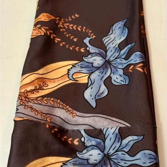 Vintage Style Brown & Blue Floral Silk Headband/Wristband - Stretchy, Stylish - Picture 16 of 16